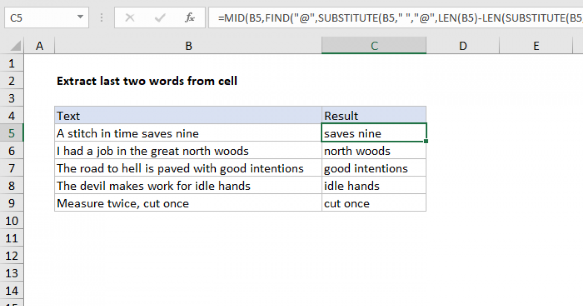 Extract Last Two Words In Excel